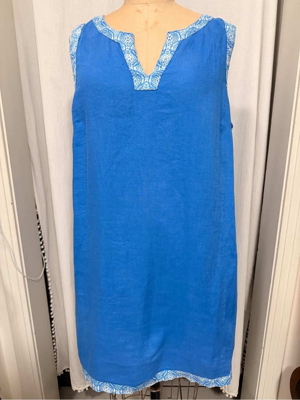 Sigrid Olsen, Washed Linen, Sleeveless Shift Dress, sz L
